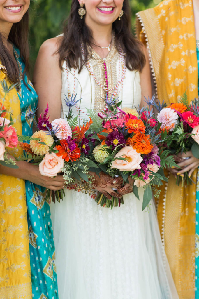 Colorful wedding bouquet | Indian-American Wedding at Wintergreen Resort by Virginia Photographers