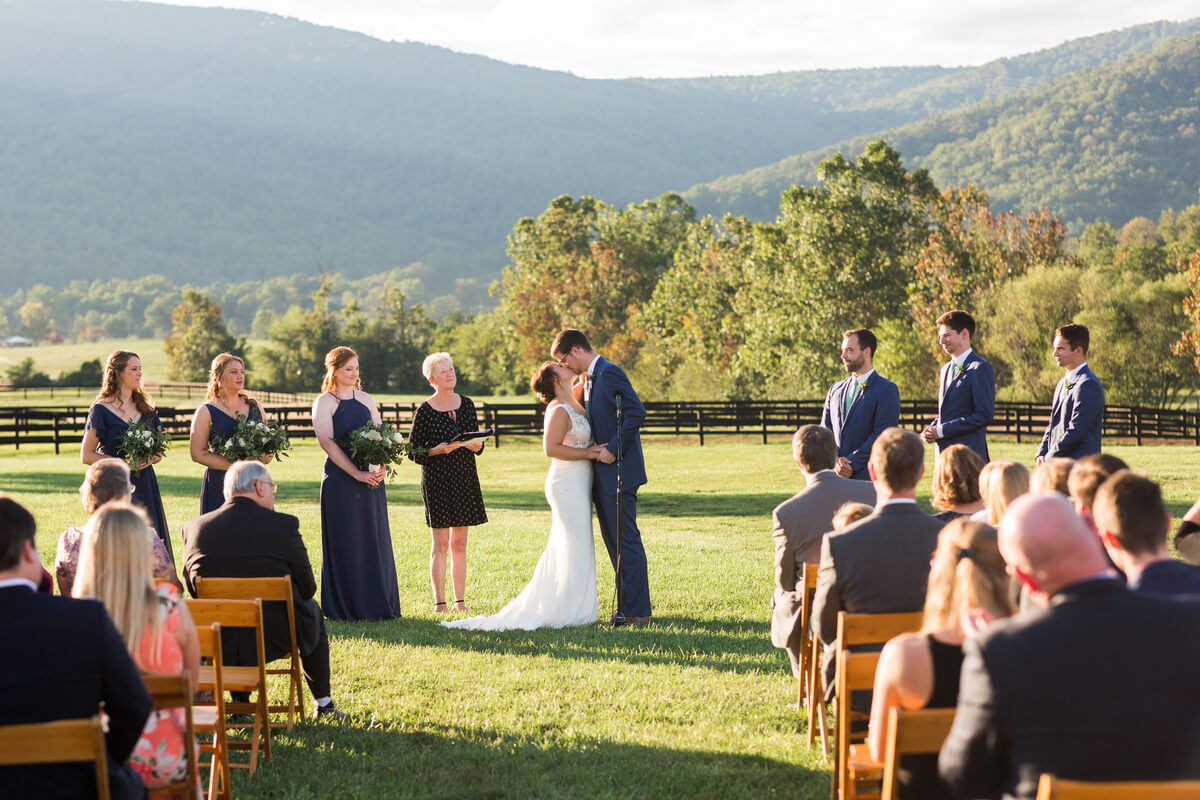 Outdoor ceremony | Fall Wedding at King Family Vineyards by Virginia Photographers