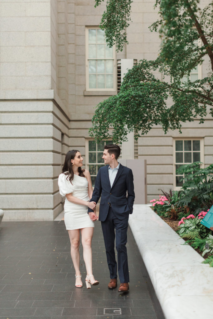 Modern Downtown DC engagement session at the Smithsonian National Portrait Gallery