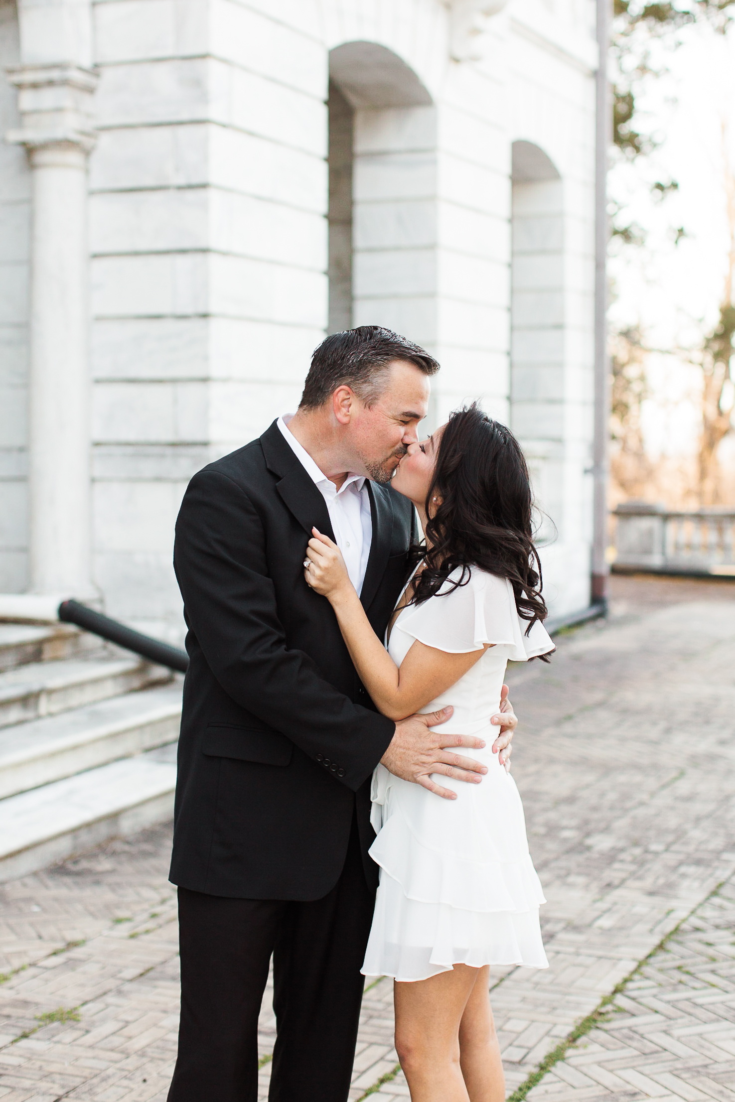 Spring engagement session on the steps of Swannanoa Palace in Afton, VA